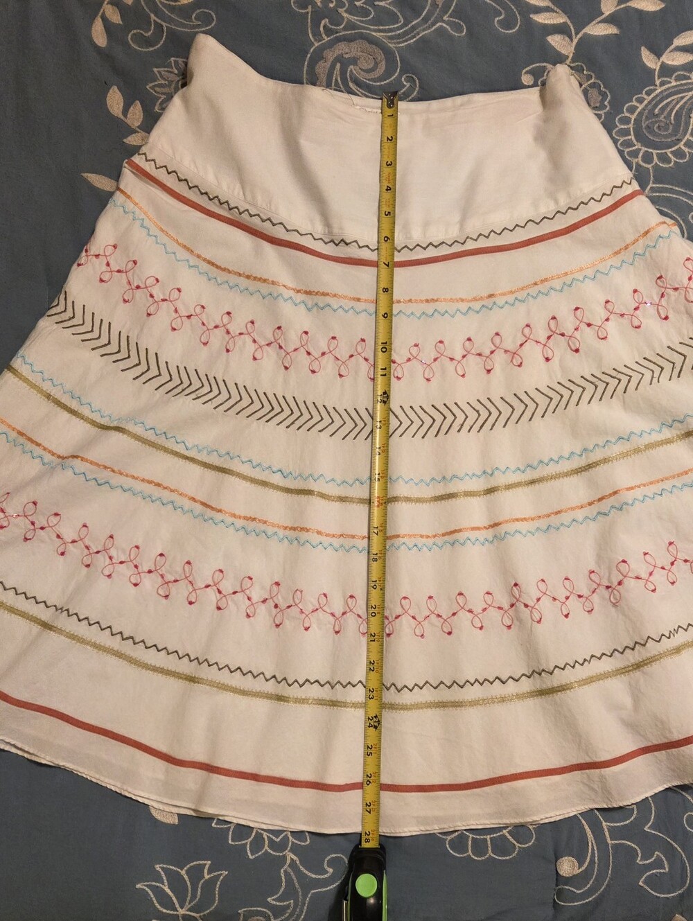 Christopher & Banks White Cotton Skirt with Multicolor Embroidery - Picture 5 of 6